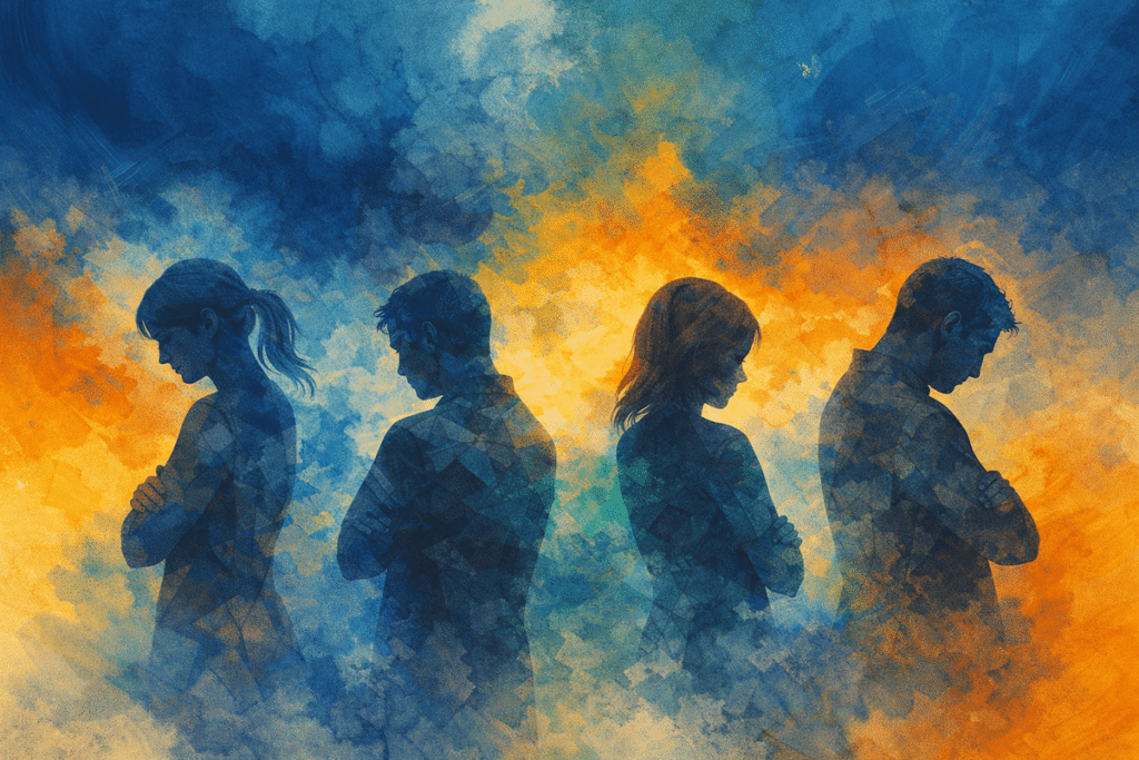 Watercolor of a family at odds for Clearview Treatment Programs Blog titled What Causes Borderline Personality Disorder?