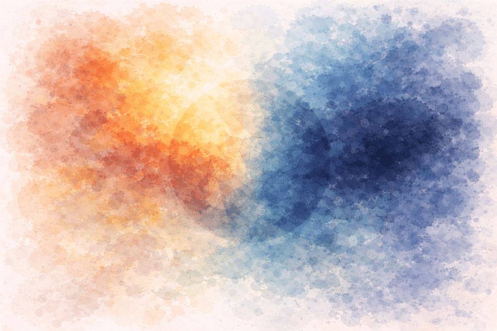 Clearview blog image about manic personality disorder - watercolor of opposing colors of light around a planet.