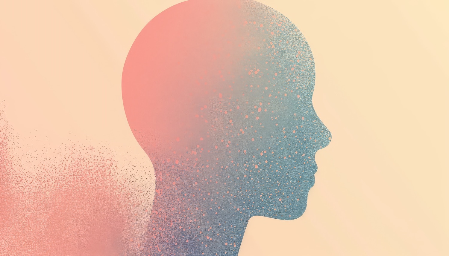 Futuristic Digital Illustration of Textured Human Head in Profile View