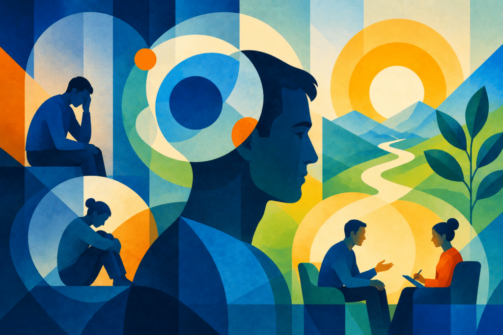 Clearview - Blog featured image - geometric painting exploring schizoaffective disorder