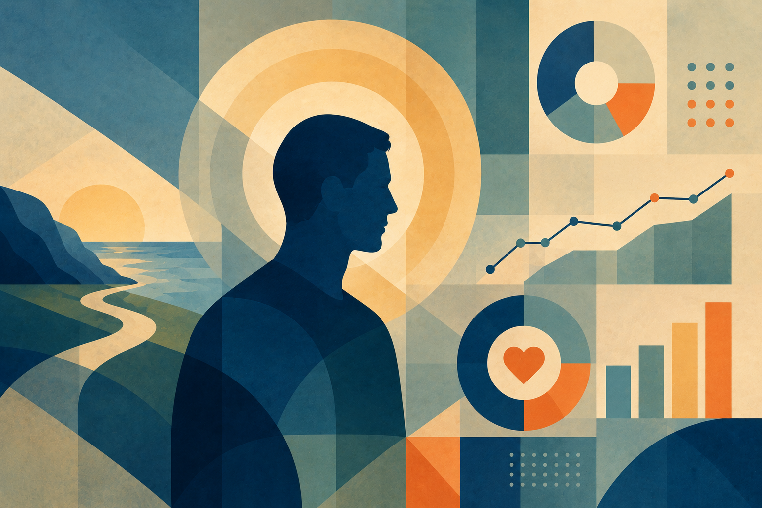 Clearview Treatment - blog featured image - geometric painting of mental health outcomes over time
